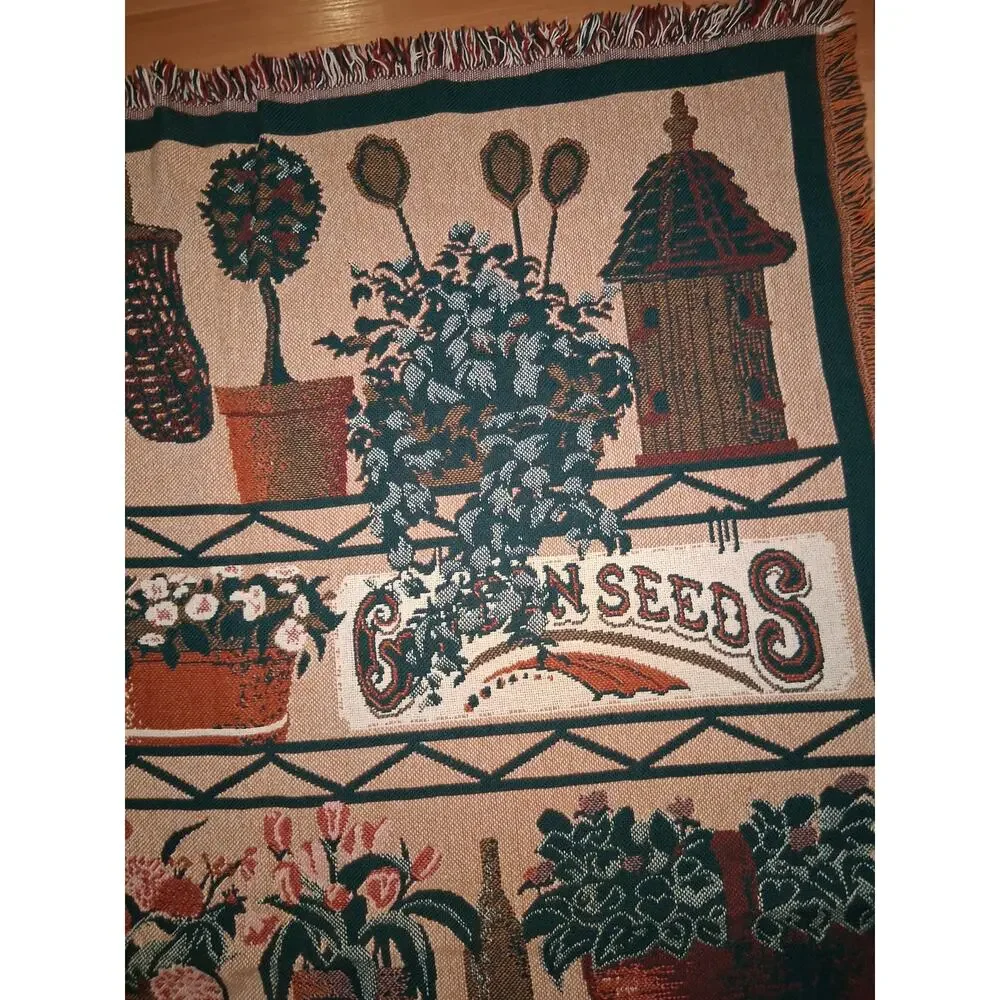 Goodwin Weavers Garden Tapestry Throw Blanket Cottagecore Crazy Plant Lady 70x48